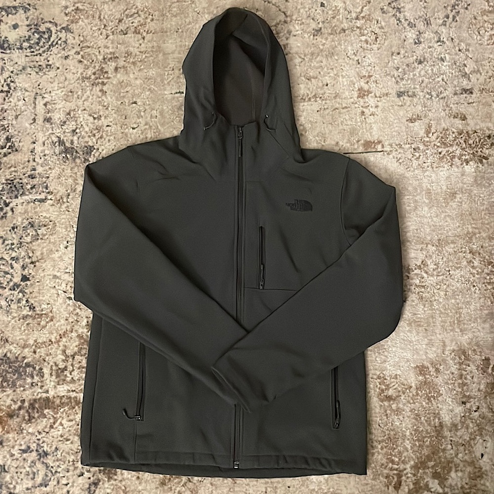 The North Face Black Hooded Fleece Lined Soft Shell Black Jacket Mens